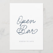 Dusty Blue Open Bar Wedding Sign 招待状 (正面)