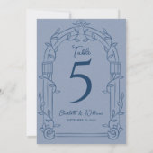 Dusty Blue Ornate Arch Wedding Table Number Card サンキューカード (裏面)