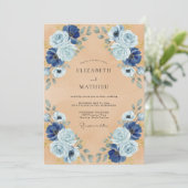 Dusty Blue Ornate Vintage Wedding 招待状 (スタンド正面)