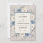 Dusty Blue Painterly Meadow Wedding 招待状 (正面)