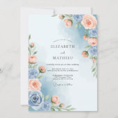 Dusty Blue Painterly Spring Wedding 招待状 (正面)