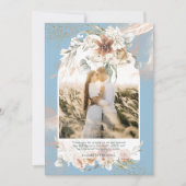 Dusty Blue Pampas Grassフローラ写真ありがとう サンキューカード (正面)