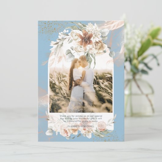 Dusty Blue Pampas Grassフローラ写真ありがとう サンキューカード (スタンド正面)