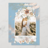 Dusty Blue Pampas Grassフローラ写真ありがとう サンキューカード (正面/裏面)