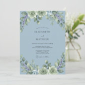 Dusty Blue Peaceful Succulent Wedding 招待状 (スタンド正面)