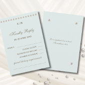 Dusty Blue Pearl Christian Wedding RSVP Card 