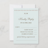 Dusty Blue Pearl Christian Wedding RSVP Card  (正面)