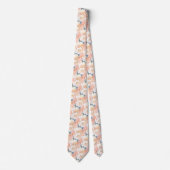 Dusty Blue Peony Floral Pattern Wedding Neck Tie ネクタイ (正面)