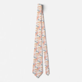 Dusty Blue Peony Floral Pattern Wedding Neck Tie ネクタイ