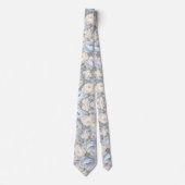 Dusty Blue Peony Floral Wedding ネクタイ (正面)