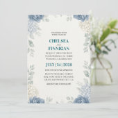 dusty blue peony hydrangea elegant 招待状 (スタンド正面)