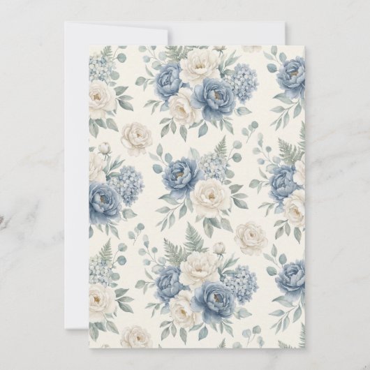 dusty blue peony hydrangea elegant 招待状 (裏面)