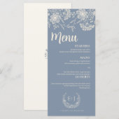 Dusty Blue Periwinkle Wildflower Wedding Menu メニュー (正面/裏面)
