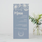 Dusty Blue Periwinkle Wildflower Wedding Menu メニュー (スタンド正面)