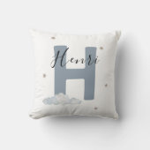 Dusty Blue Personalized Baby Name Pillow Custom クッション (正面)