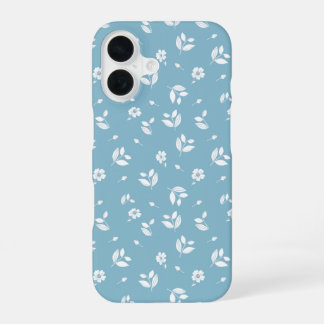 dusty blue phone cover with white flowers iPhone 16ケース