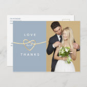 Dusty Blue Photo 結婚's Thank You ポストカード (正面/裏面)