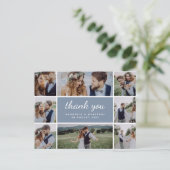 Dusty Blue Photo Collageモダン's Thank 結婚 You ポストカード (スタンド正面)