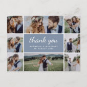 Dusty Blue Photo Collageモダン's Thank 結婚 You ポストカード (正面)