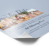 Dusty Blue PHOTO Collage日付を保存結婚する フォトプリント (角)