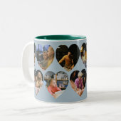 Dusty Blue Photo Collage Mug with Heart Frames ツートーンマグカップ (正面左)