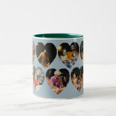 Dusty Blue Photo Collage Mug with Heart Frames ツートーンマグカップ (中央)