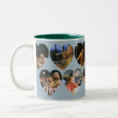 Dusty Blue Photo Collage Mug with Heart Frames ツートーンマグカップ (左)