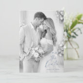 Dusty Blue Photo Save the Date 招待状 (スタンド正面)