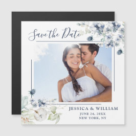 Dusty Blue PHOTO Save the Date Magnetic Card