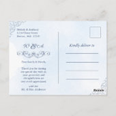 Dusty Blue Photo Wedding Thank You ポストカード (裏面)