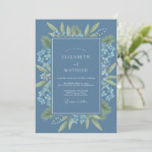 Dusty Blue Pine Woodland Wedding 招待状 (スタンド正面)