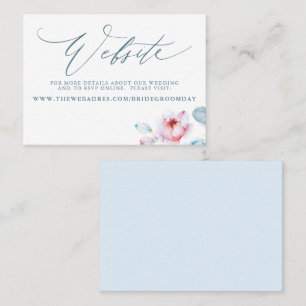 Dusty Blue Pink RoseのWeb結婚サイトカード 名刺