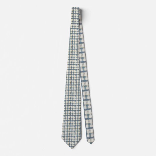 Dusty Blue Plaid Pattern Necktie Tie ネクタイ (正面)