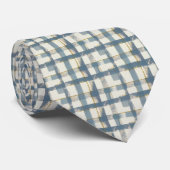 Dusty Blue Plaid Pattern Necktie Tie ネクタイ (ロール)
