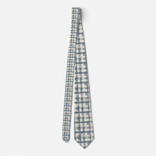 Dusty Blue Plaid Pattern Necktie Tie ネクタイ (裏面)