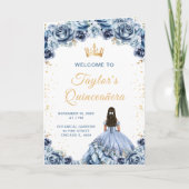 Dusty Blue Princess Floral Quinceañera Program プログラム (正面)