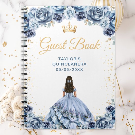 Dusty Blue Princess Quinceañera Guest Book ノートブック