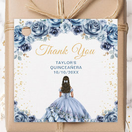 Dusty Blue Princess Quinceañera Thank You フェイバータグ