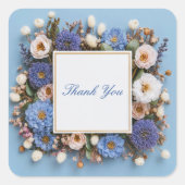 Dusty Blue Purple Dried Floral Rustic Gold Frame スクエアシール (正面)