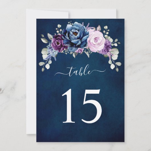 Dusty Blue Purple Lilac Wedding Table number card 招待状 (正面)