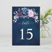 Dusty Blue Purple Lilac Wedding Table number card 招待状 (スタンド正面)