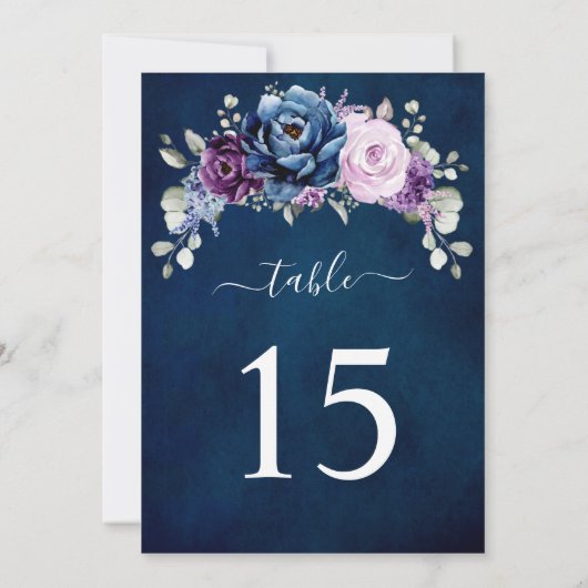 Dusty Blue Purple Lilac Wedding Table number card 招待状 (裏面)