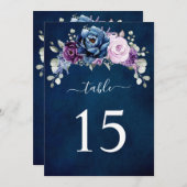 Dusty Blue Purple Lilac Wedding Table number card 招待状 (正面/裏面)