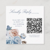 Dusty Blue QRコード結婚のWebサイトRSVPカード エンクロージャーカード (正面)