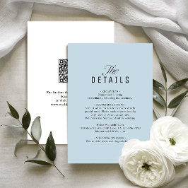 Dusty Blue QR Code Classy Wedding Details ノートカード