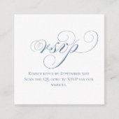 Dusty Blue QR Wedding RSVP Enclosure Card エンクロージャーカード (正面)