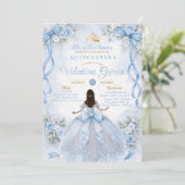 Dusty Blue Quinceañera with Bow 招待状 (スタンド正面)
