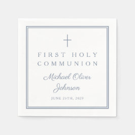 Dusty Blue Religious Boy First Holy Communion スタンダードカクテルナプキン