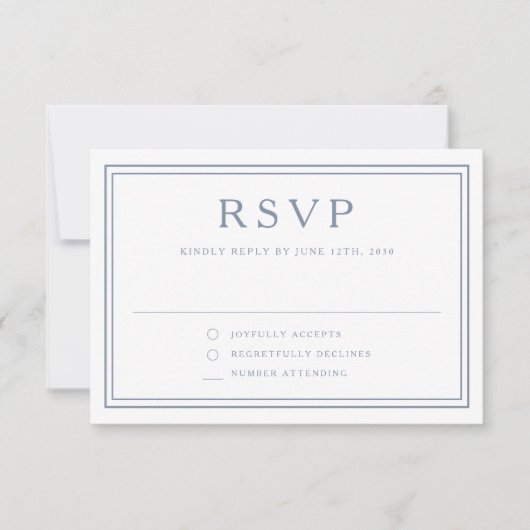 Dusty Blue Religious Cross Boy First Communion 出欠カード (正面)