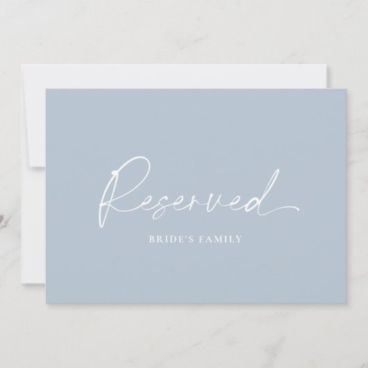 Dusty Blue Reserved Wedding Table Card 招待状 (正面)